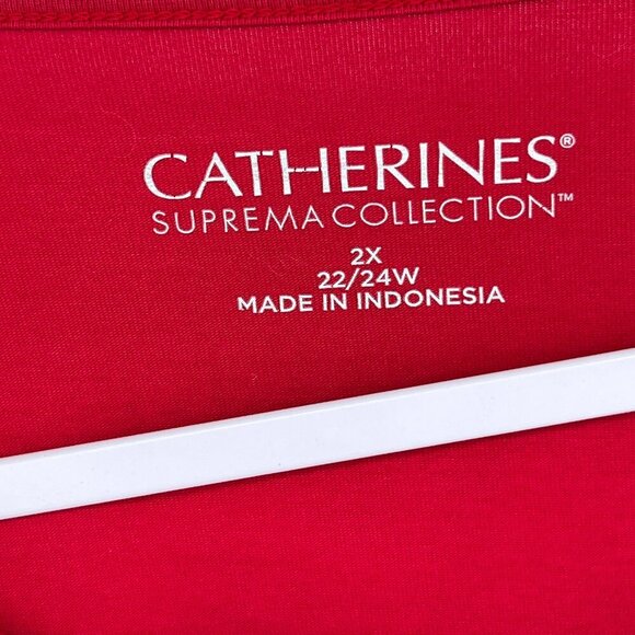 Catherines Women's Plus Top Womens Size 2X Suprema Teardrop Tee Red 3/4 Sleeve - Picture 9 of 11